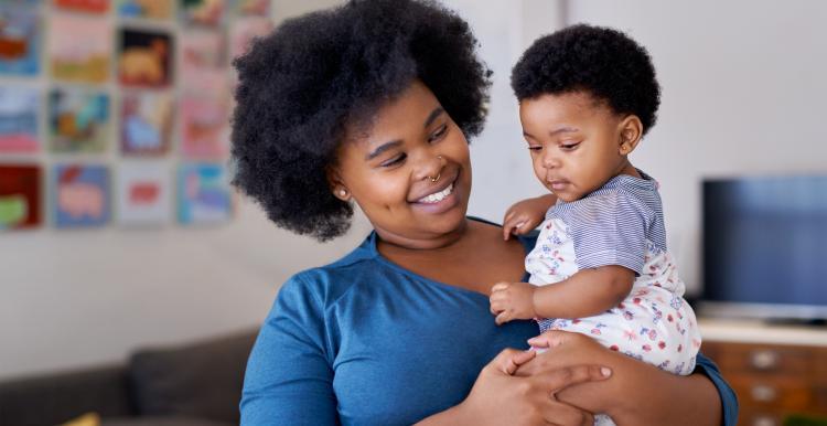 Woman holding her baby